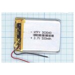 Аккумулятор (батарея) Li-polymer 303040 2pin 3,7 500mAh код mb017380 - изображение