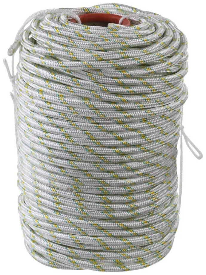 Фал плетёный капроновый СИБИН 24-прядный с капроновым сердечником, диаметр 12 мм, бухта 100 м, 2200 кгс