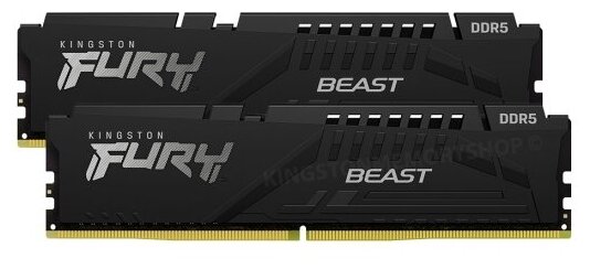 Модуль памяти DDR 5 DIMM 16Gb PC41600 5200Mhz Kingston FURY Beast Black CL40 Kit of 2 KF552C40BBK2-16 retail 836500₽