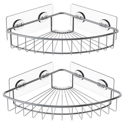 Полки угловые 2 шт комплект для ванны и кухни на клейком стикере из нержавеющей стали FEST