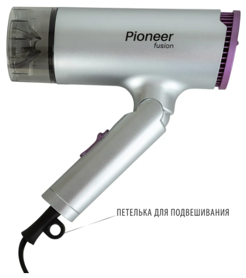 "Фен складной Pioneer с турмаливой ионизацией и инновационным концентратором, 2 скорости, 2 режима нагрева, керамическая решетка, 1400 Вт " - фотография № 6