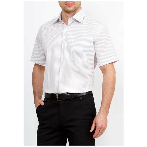 Рубашка мужская короткий рукав GREG Gb131/309/347/Z/1, Полуприталенный силуэт / Regular fit, цвет Серый, рост 174-184, размер ворота 38