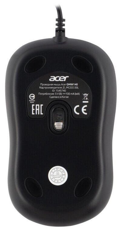 Мышь проводная Acer OMW140 черный ZL MCEEE00L