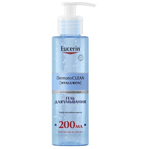 Eucerin освежающий и очищающий гель для умывания DermatoClean [HYALURON], 200 мл, 239 г