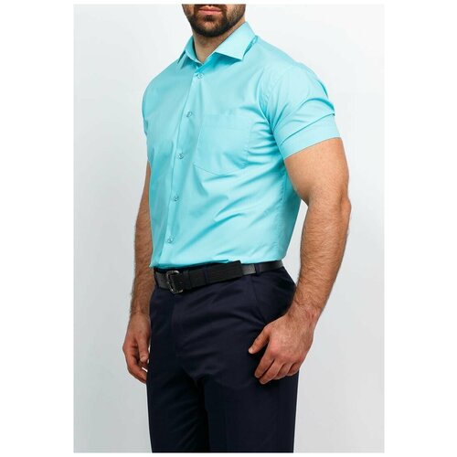 Рубашка GREG, размер 174-184/38, бирюзовый блуза darivagale классический стиль свободный силуэт короткий рукав однотонная размер 50 бирюзовый