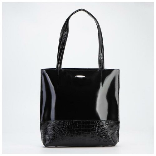 Сумка женская, отдел на молнии, наружный карман, гладкий шик/кайман, цвет чёрный