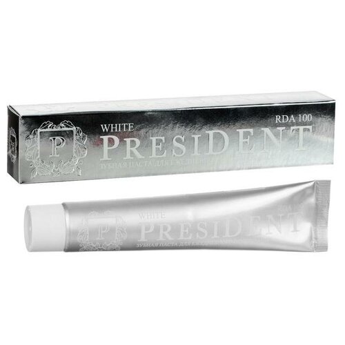 Зубная паста President White, 100 RDA, 75 мл president зубная паста smokers 75 мл