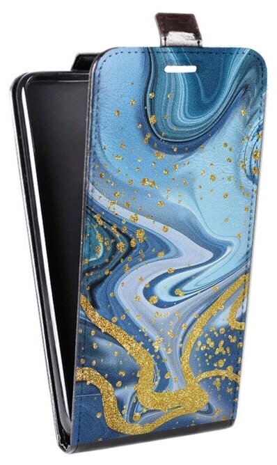 Дизайнерский вертикальный чехол-книжка для Самсунг Галакси А8 / Samsung Galaxy A8 Мрамор