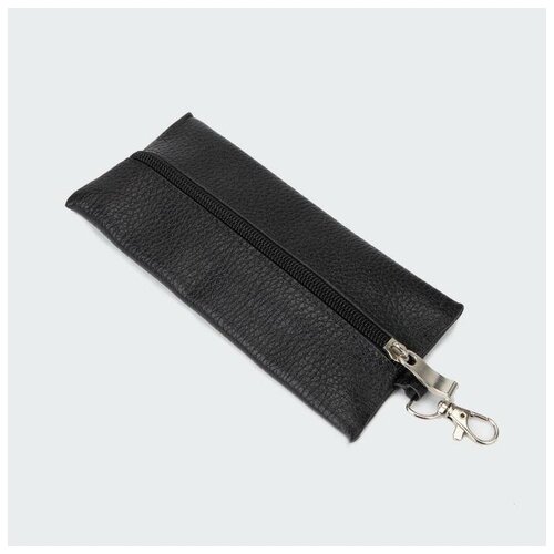 фото Ключница на молнии, длина 17 см, металлическое кольцо, цвет чёрный supreme