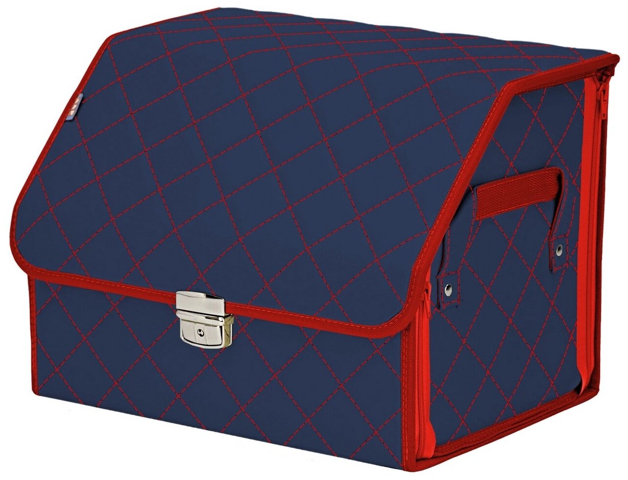 Органайзер-саквояж в багажник "Союз Премиум" (размер M). Цвет: синий с красной прострочкой Ромб.
