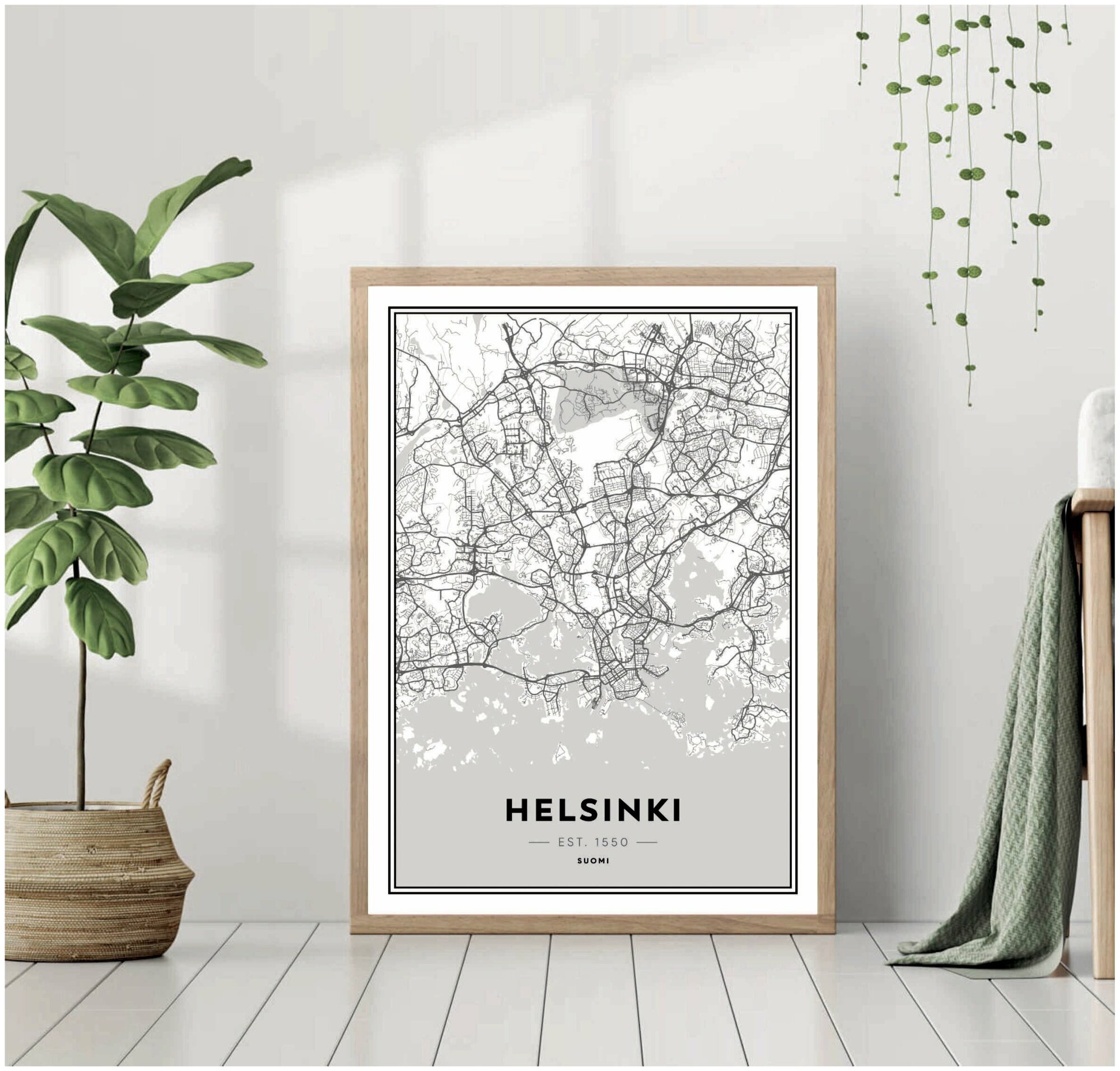 Постер без рамки "Хельсинки. Карта города" 30*40 в тубусе / Картина для интерьера / Плакат / Постер на стену / Интерьерные картины