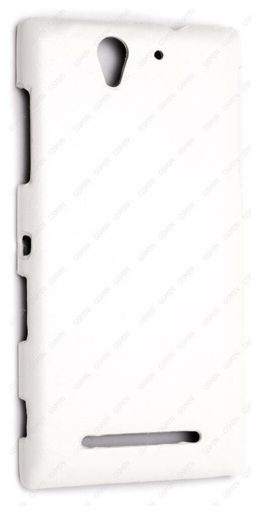 Кожаный чехол-накладка для Sony Xperia C3 Aksberry Slim Soft (Белый)