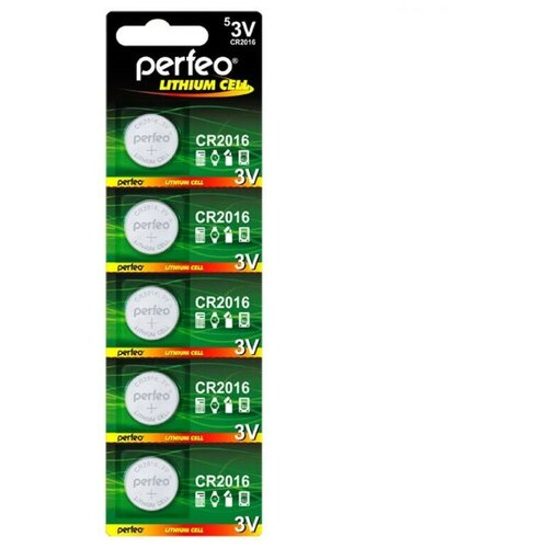 Батарейки Perfeo CR2016/5BL Lithium Cell батарейка cr2016 литиевая perfeo cr2016 5bl lithium cell 5 шт