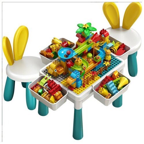 Купить SV-Toys / стол для конструирования / песочница / ванна / 261 деталей конструктора / игровой стол / развивающий столик / лего дупло / lego duplo, пластик, male