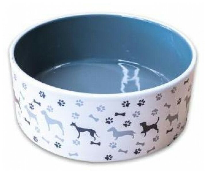 КерамикАрт миска керамическая для собак с рисунком, 350 мл, серая - фотография № 4