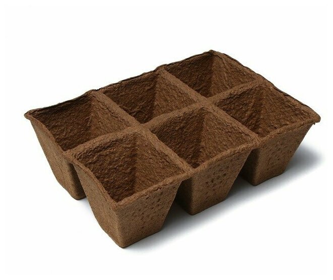 фото Торфяная кассета, 6 ячеек по 400 мл, 9 × 9 см, набор 3 шт, «Умный город»