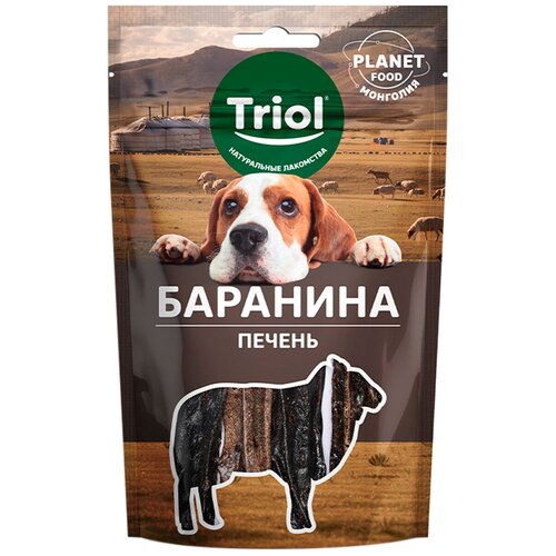 Лакомство для собак Triol PLANET FOOD Печень баранья, 50г, 1шт триол planet food лакомство для собак печень баранья 50г