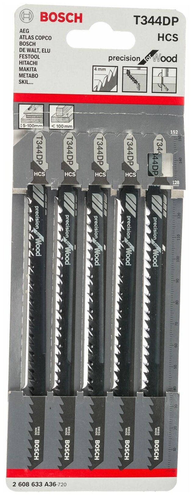 Пилки T344DP 5 шт. для лобзиков (126 мм; HCS) Bosch 2.608.633. A36