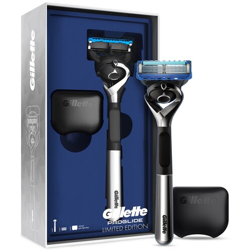 Мужской подарочный набор Gillette Proglide, бритва Chrome с 1 кассетой, чехол