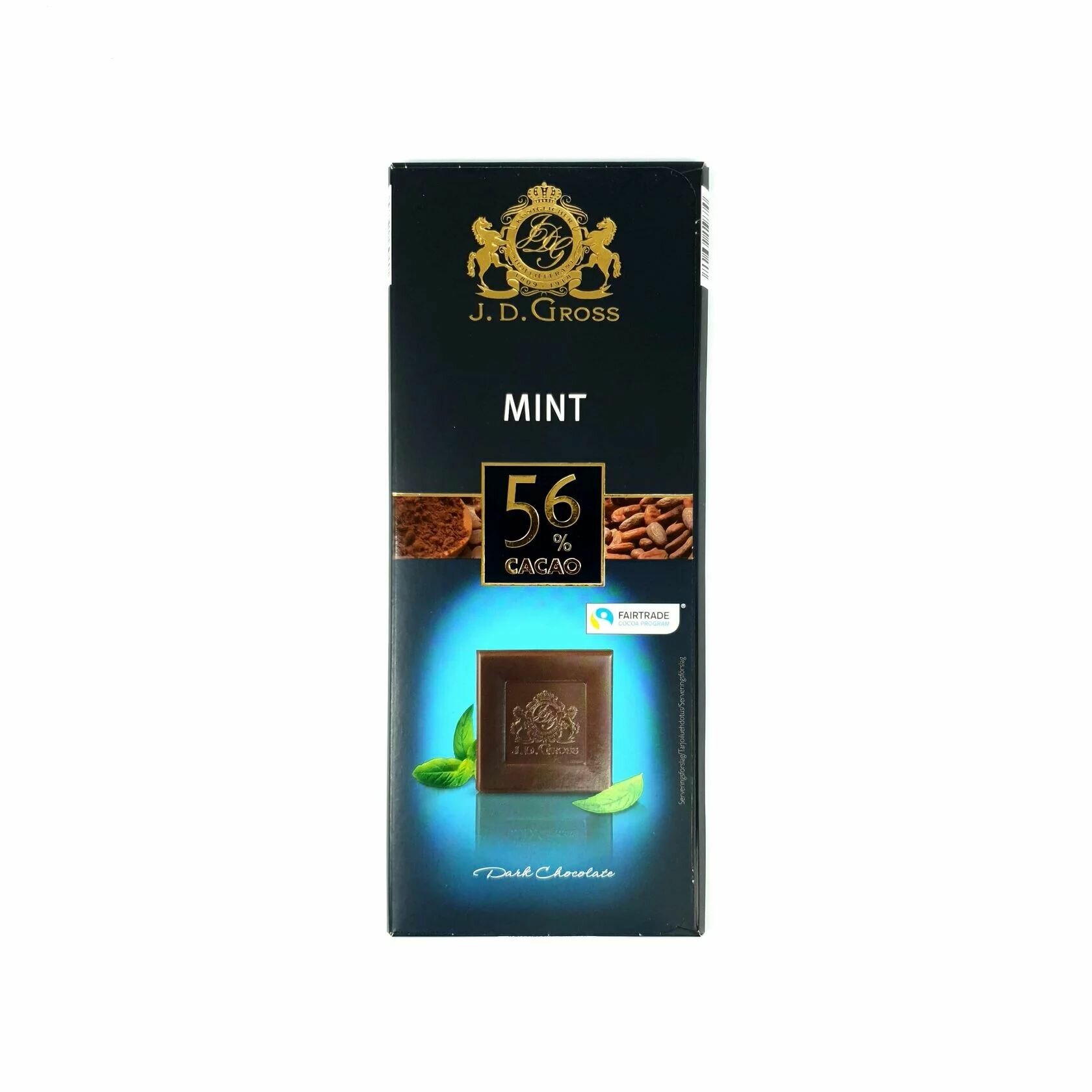 Темный шоколад c мятой , содержание какао 56%, J. D. Gross Mint, 125гр. Германия