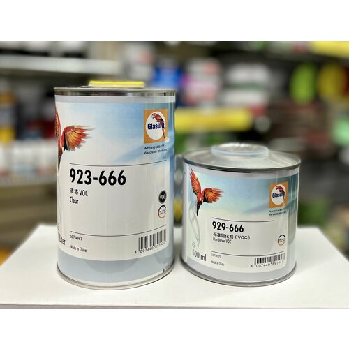 Лак Glasurit 2K HS прозрачный VOC 923-666 1 л. + отвердитель 929-666 0,5 л.