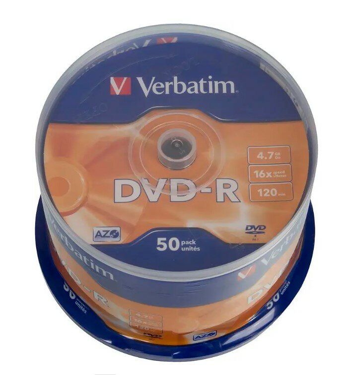 Диск DVD-RVerbatim4.7Gb 16x AZO, 50 шт.