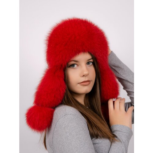 Шапка ушанка , размер 55-56-57-58-59, красный женские вязаные шапки с помпоном из кроличьего меха плотная теплая зимняя шапка женские элегантные шерстяные шапки шапка ушанка