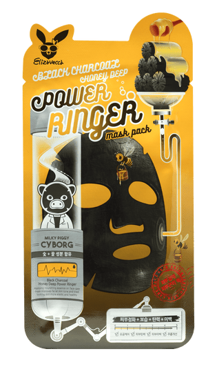 Elizavecca Маска тканевая с древесным углем и медом - Black сharcoal honey deep power mask, 23мл