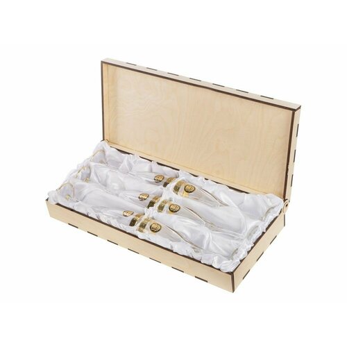 Набор из 6 хрустальных бокалов для шампанского по 150 мл Сила льва в подарочной коробке 16396₽