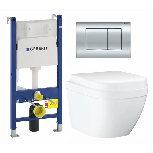 Комплект 3 в 1 инсталляция Geberit Duofix Delta30 458.163.21.1 + Унитаз подвесной Grohe Euro Ceramic 39206000 + кнопка хром