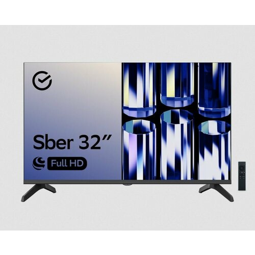 Умный телевизор Sber Full HD 32 дюймов (81 см) с салют ТВ, WI-FI, встроенный цифровой тюнер DVB-T2/DVB-C, черный 1920х1080