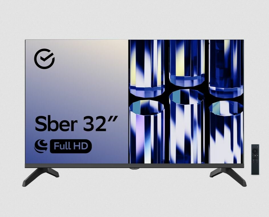 Умный телевизор Sber Full HD 32 дюймов (81 см) с салют ТВ WI-FI встроенный цифровой тюнер DVB-T2/DVB-C черный 1920х1080