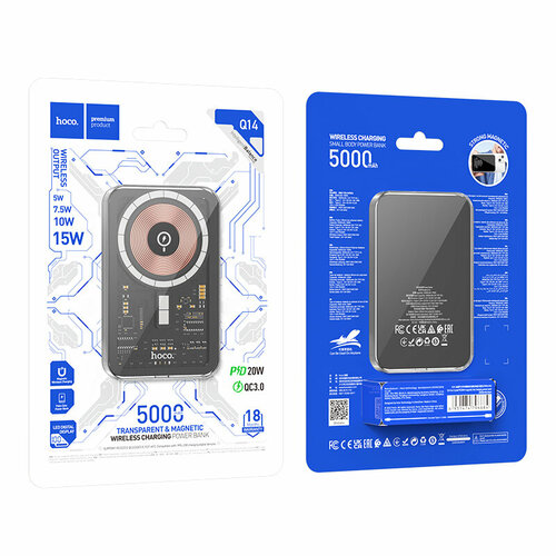 Магнитный Power Bank MagSafe Hoco Q14 Black 5000mAh PD 20w 2480₽