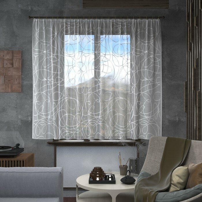 фото Лента Занавеска без шторной ленты 160х170см, арт. Т977, белый, пэ 100%