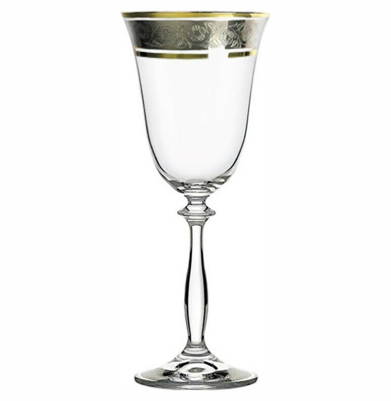 фото Бокал для красного вина 250 мл 1 шт Crystalex CZ s.r.o. "Анжела /Цветочный узор на платине" / 121014