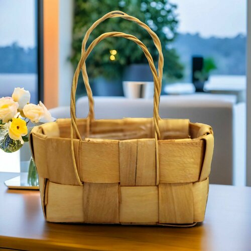 Корзина плетеная с ручкой для подарка и хранения 15x9xН20см для хранения подарков цветов овощей и фруктов 811₽