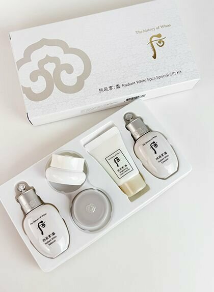 The History Of Whoo Набор миниатюр для выравнивания тона с женьшенем Seol 5P Kit Radiant White, Корея