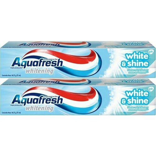 Aquafresh Зубная паста Сияющая белизна 75мл, 2 шт