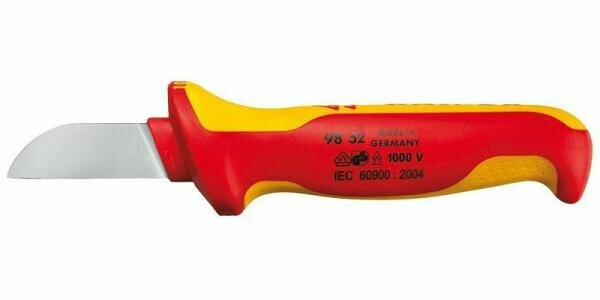 Нож кабельный KNIPEX 9852 1000V 180мм электротехнический. инстументальная сталь, закаленная в масле.