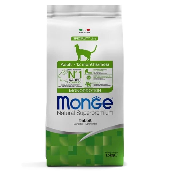 Сухой корм для кошек Mong Natural Superpremium Adult Rabbit > 12 months, с кроликом 1.5 кг