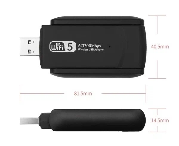 Беспроводной WI-Fi адаптер USB 3.0 2.4G/ 5G 1300 Мбит/с