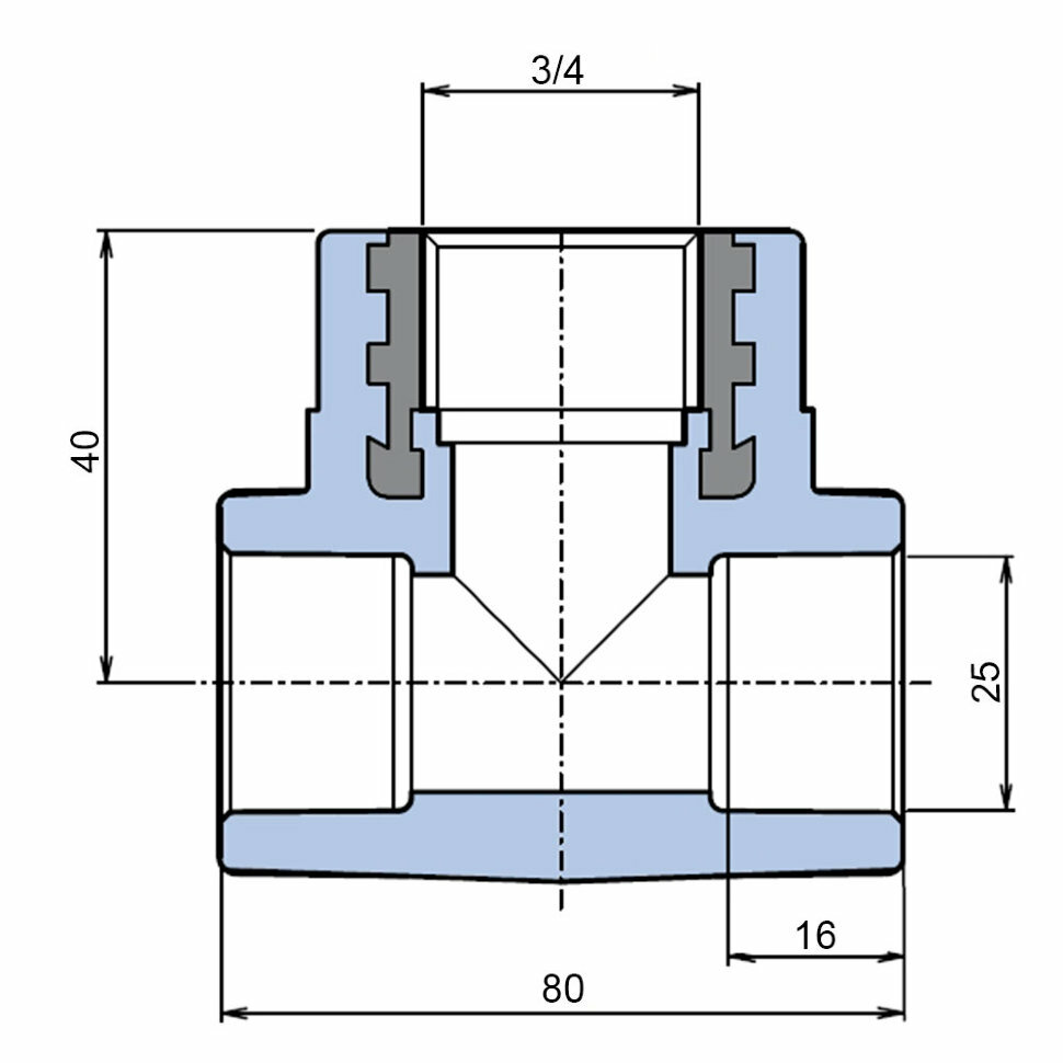 Комплект тройников Wavin ВР D25*3/4"*25 2 штук — фото 1