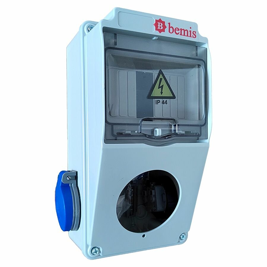 Щиток для 5 автоматов, с 2 розетками Sсhuko, для 1 розетки CEE, IP44, Bemis, BD1-2101-2020