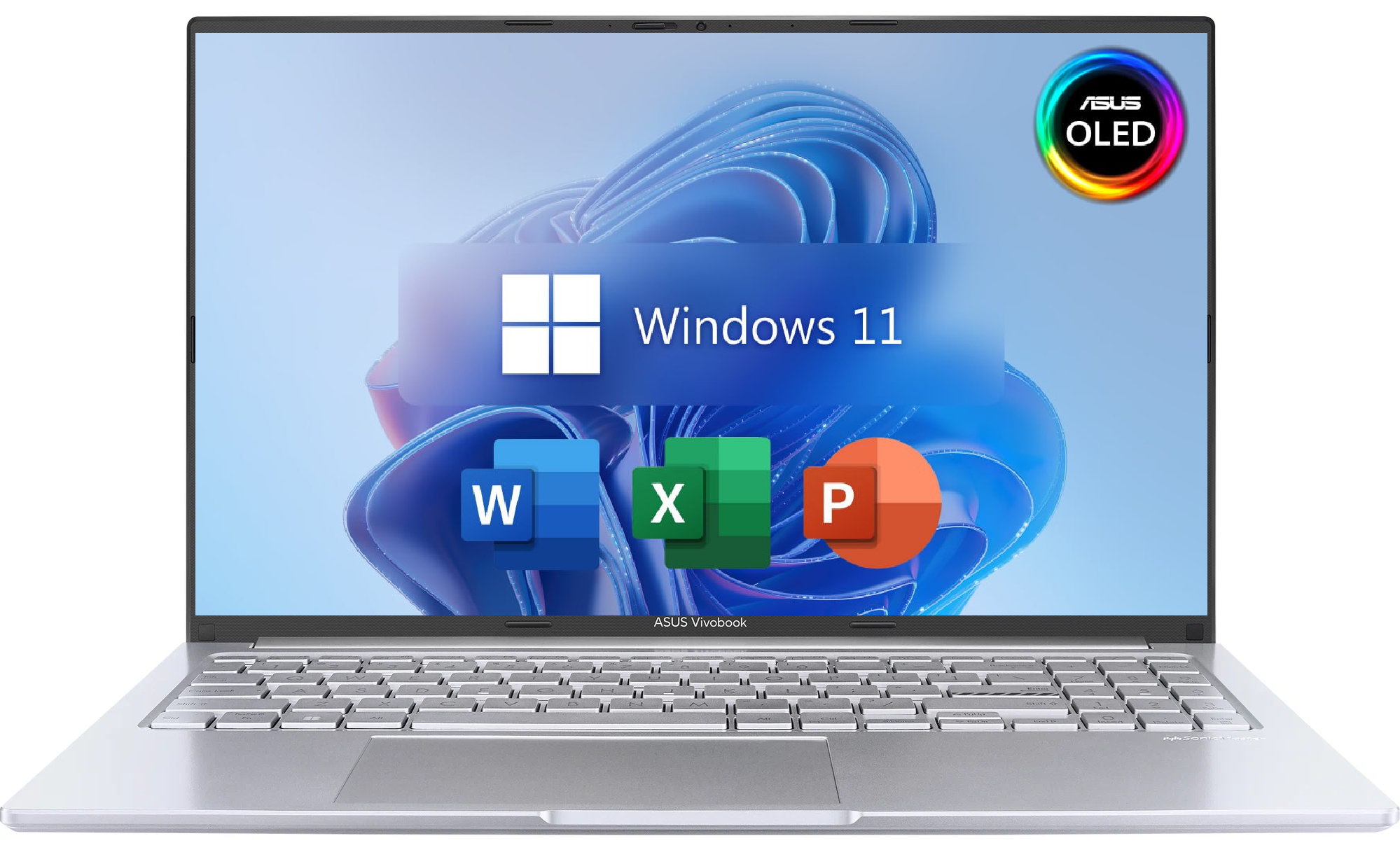 15.6" Ноутбук ASUS VivoBook 15, 2.8К OLED (2880 x 1620), 130% sRGB 120Hz, Intel Core i7-12700H (14 ядер), RAM 16 ГБ, SSD 512 ГБ, Windows 11 Pro + Office 2021, Silver, Русская раскладка