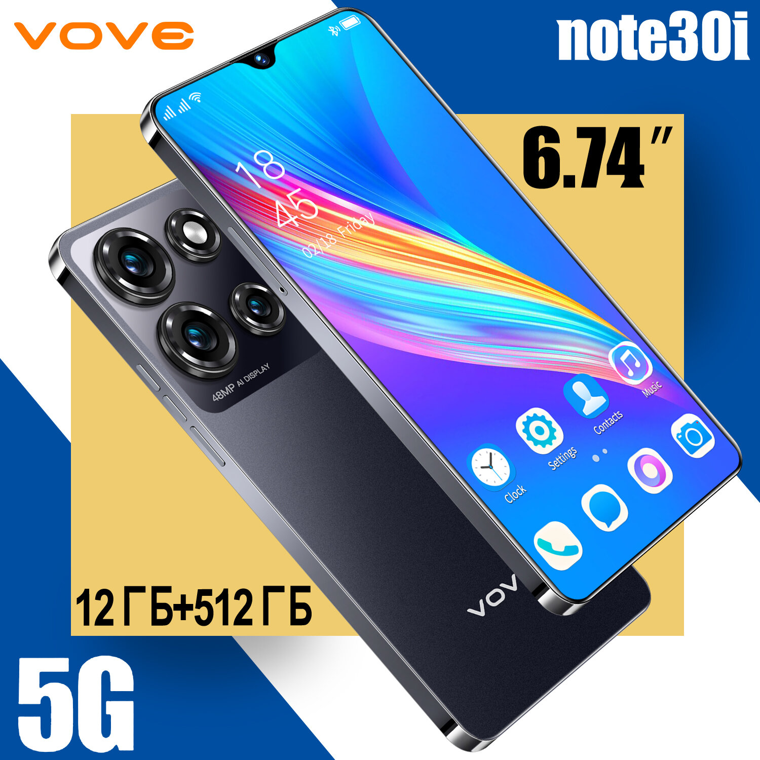 Смартфон Note30i/6,74 дюйма/12+512 ГБ/ андроид смартфон/ игровой смартфон
