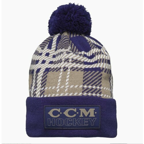 фото Шапка бини ccm holiday pom knit для взрослых и детей, размер osfa, бежевый/синий