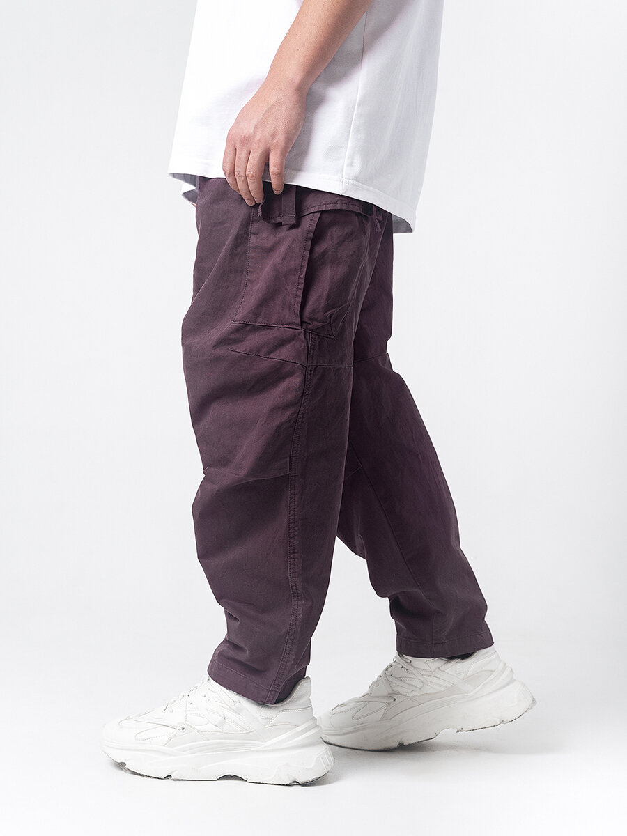 Брюки бананы  Оверсайз, размер L, темно-бордовый — фото 1