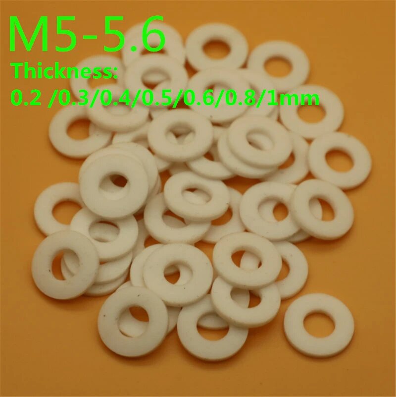 PTFE шайбы прокладки M4-M5.6 0.2/0.3/0.4/0.5/0.6/0.8/1 мм 100 шт thickness 1.0 mm 4.5x7.5 mm