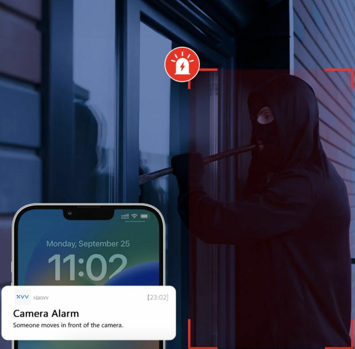 Камера Xiaovv P9 Pro под дождём с визуализацией защиты IP66