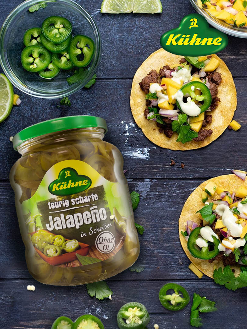 Перец Халапеньо Kuhne Jalapeno Slices резаный без содержания масла, 330 г — фото 1